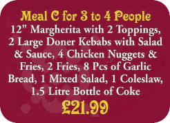 Meal a for 3 to 4 people